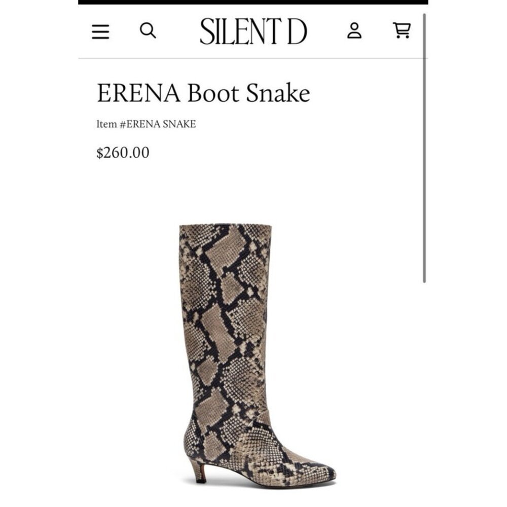 NWT Size US 5-5.5 (EU 36) - Silent D Erena Kitten-Heel Boots snake (NWT US$ 260)